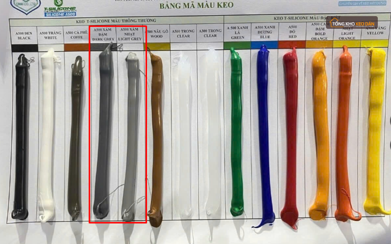 Keo silicone T silicone màu xám đậm, xám nhạt
