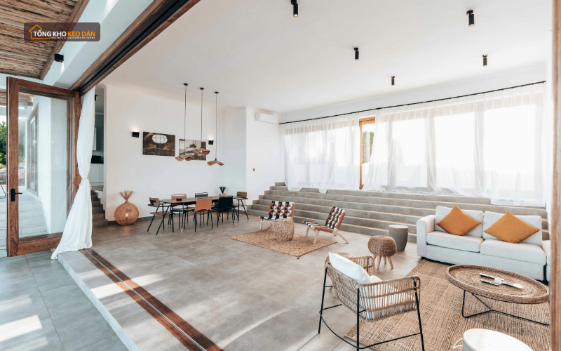 Ron gạch lát nền thông thường phòng khách