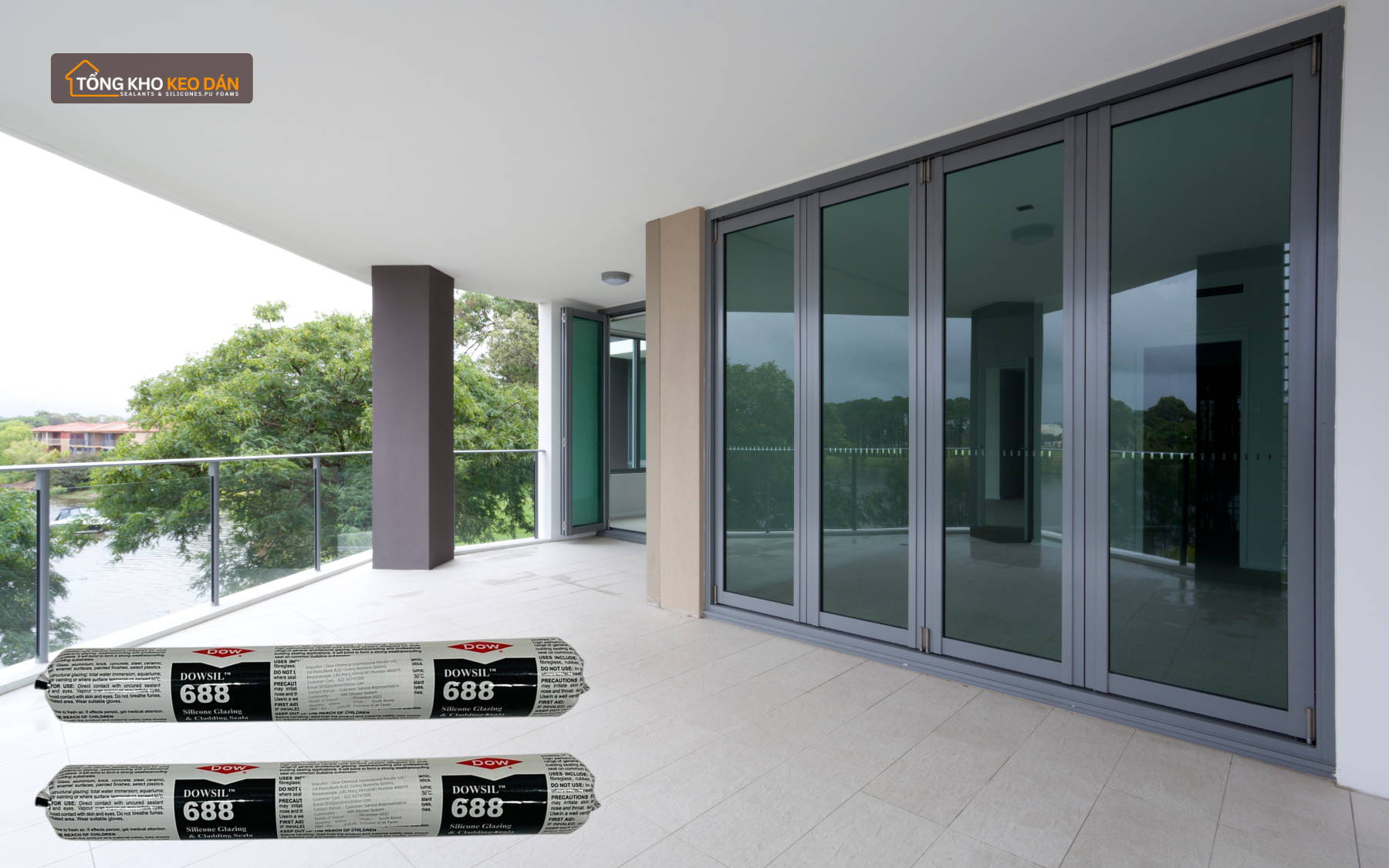 Ưu điểm keo Dowsil 688 dùng thi công kính tòa nhà cao tầng
