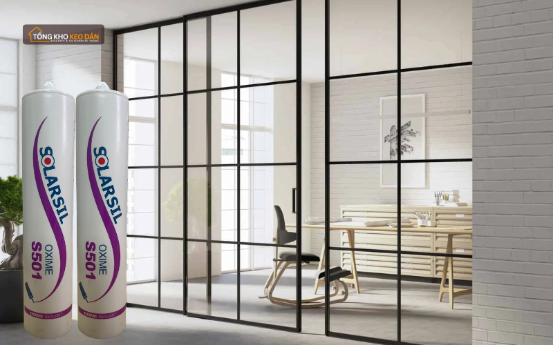 keo silicone Solarsil S501 thi công vách ngắn