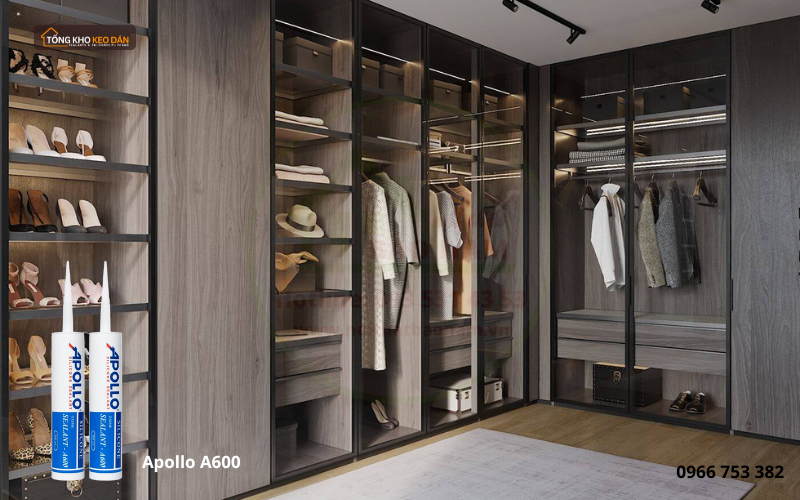 Apollo A600 thi công tủ quần áo bằng kính (2)