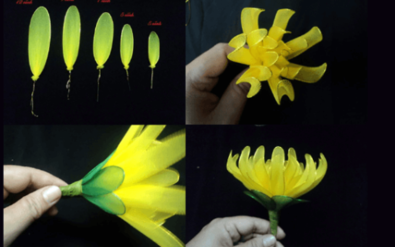 Hoa cúc đại đóa bằng vải voan