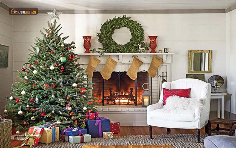 Làm lò sưởi Noel bằng giấy carton