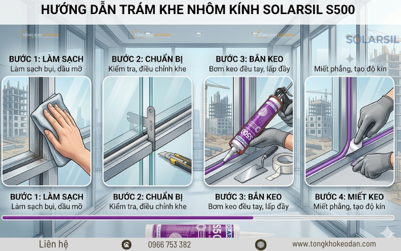 Hướng dẫn sử dụng keo trám khe nhôm kính Solarsil
