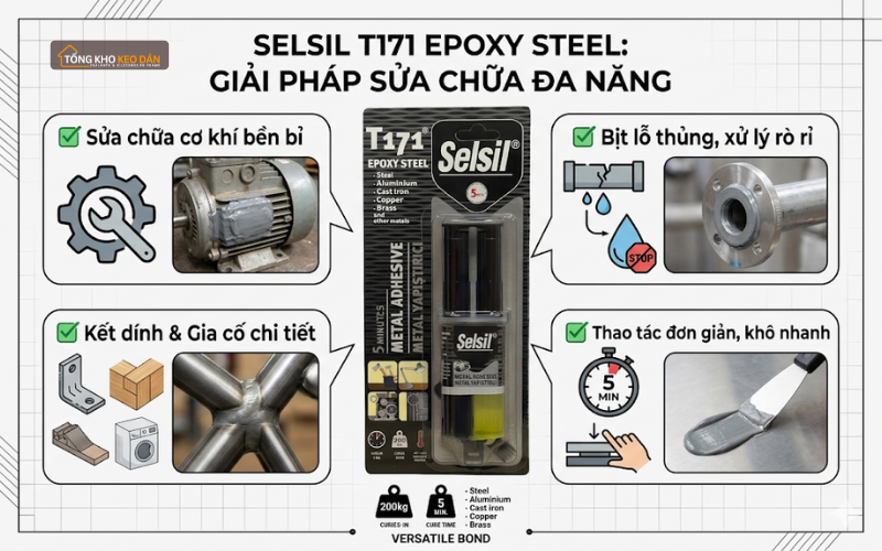 Keo Selsil Epoxy Steel T171 (6) cung cấp keo dán kim loại Selsil T171