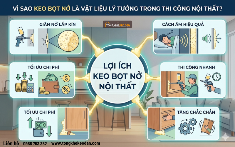 keo bọt nở trám khe nội thất