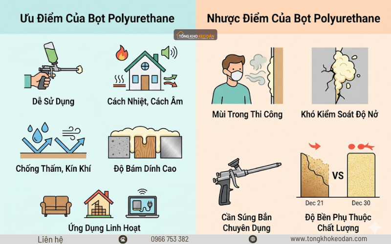 ưu, nhược điểm bọt polyurethane
