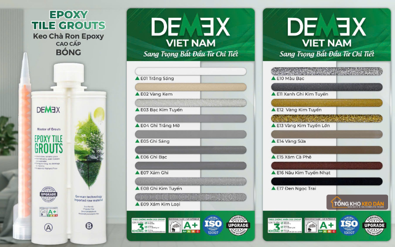 bảng màu keo chà ron Demex Epoxy