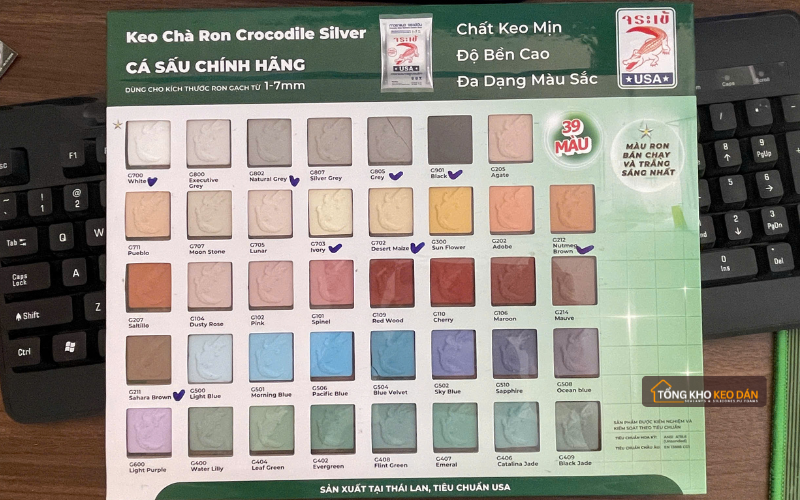 bảng màu keo chà ron cá sấu 2 thành phần bảng màu keo chà ron cá sấu