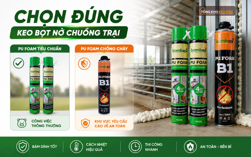 keo bọt nở bịt khe chuồng trại