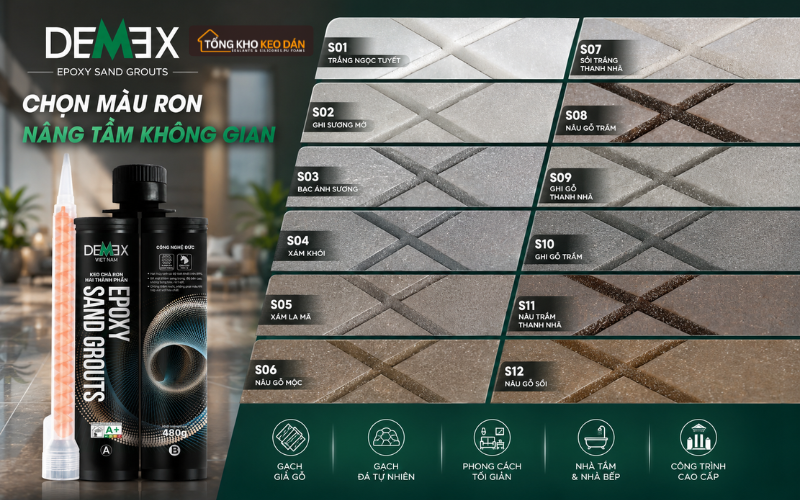 màu keo chà ron Demex nhám