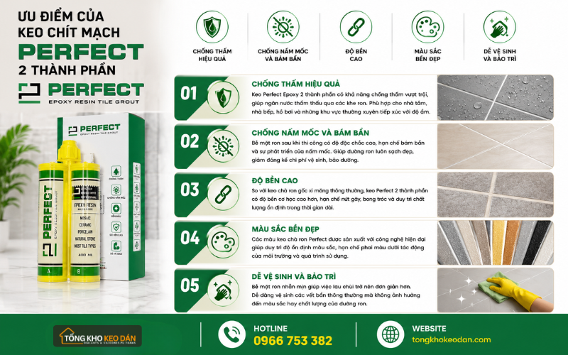 màu keo chà ron Perfect 2 thành phần
