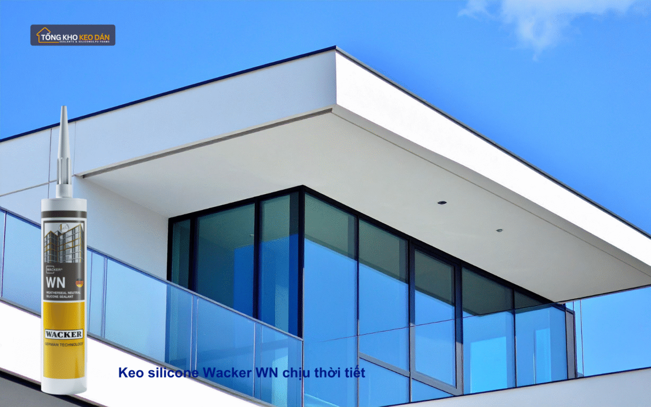 Keo Wacker WN thi công kính ban công