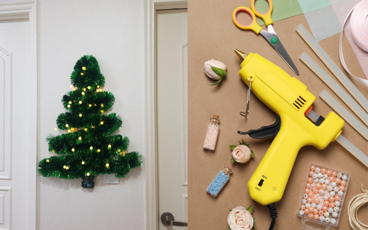 Cách dùng keo nến cây silicone dán cây thông Noel đẹp dễ làm