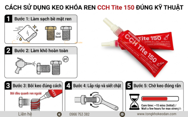 hướng dẫn sử dụng keo khóa ren CCH Tite 150