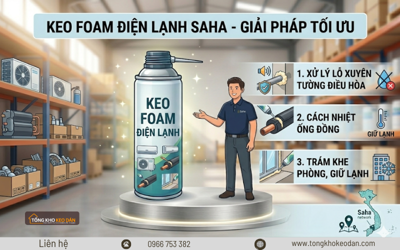 keo bọt nở bịt lỗ điều hòa