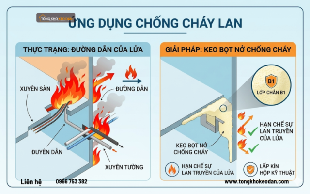 keo bọt nở chống cháy lan