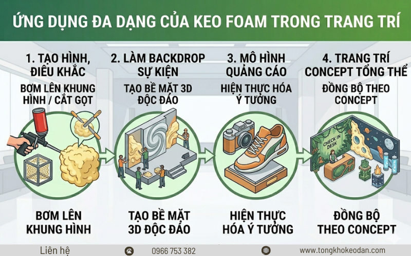 keo bọt nở trong trang trí sự kiện