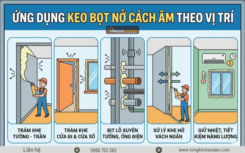 keo foam trám khe cửa chống ồn