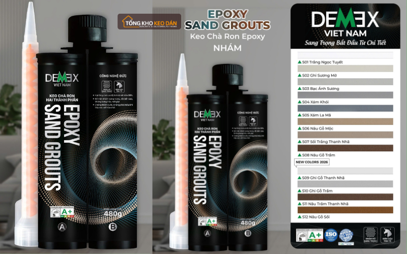 bảng màu keo chà ron Demex Epoxy Sand Grouts